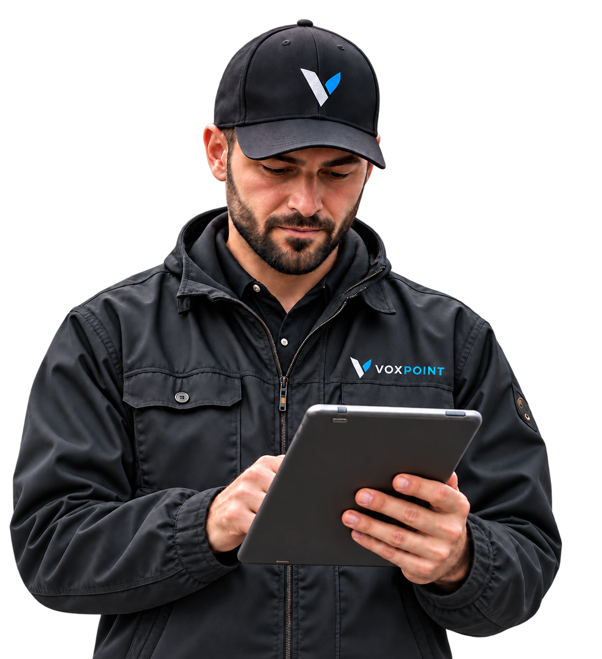 VoxPoint field professional reviewing work on a tablet